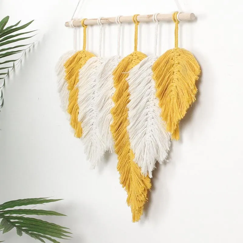 Handwoven Macrame Feather Wall Hanging