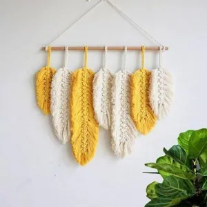 Handwoven Macrame Feather Wall Hanging