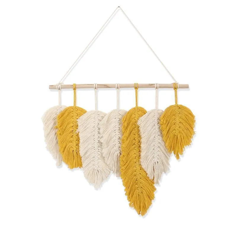 Handwoven Macrame Feather Wall Hanging