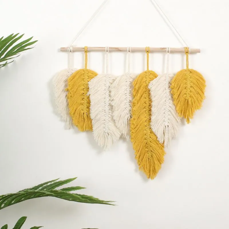 Handwoven Macrame Feather Wall Hanging