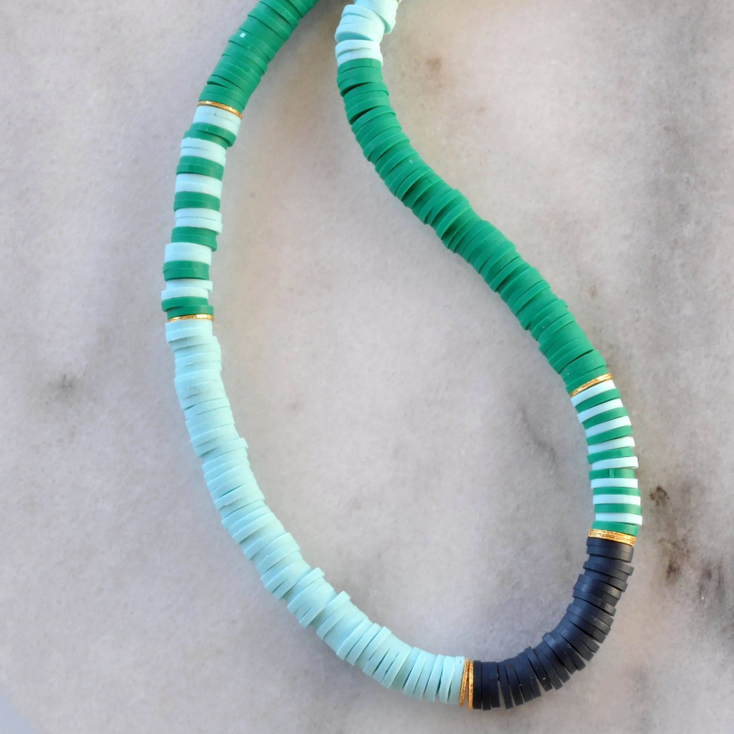 Heishi Bead Necklace - AQUA/ KELLY/ MIDNIGHT