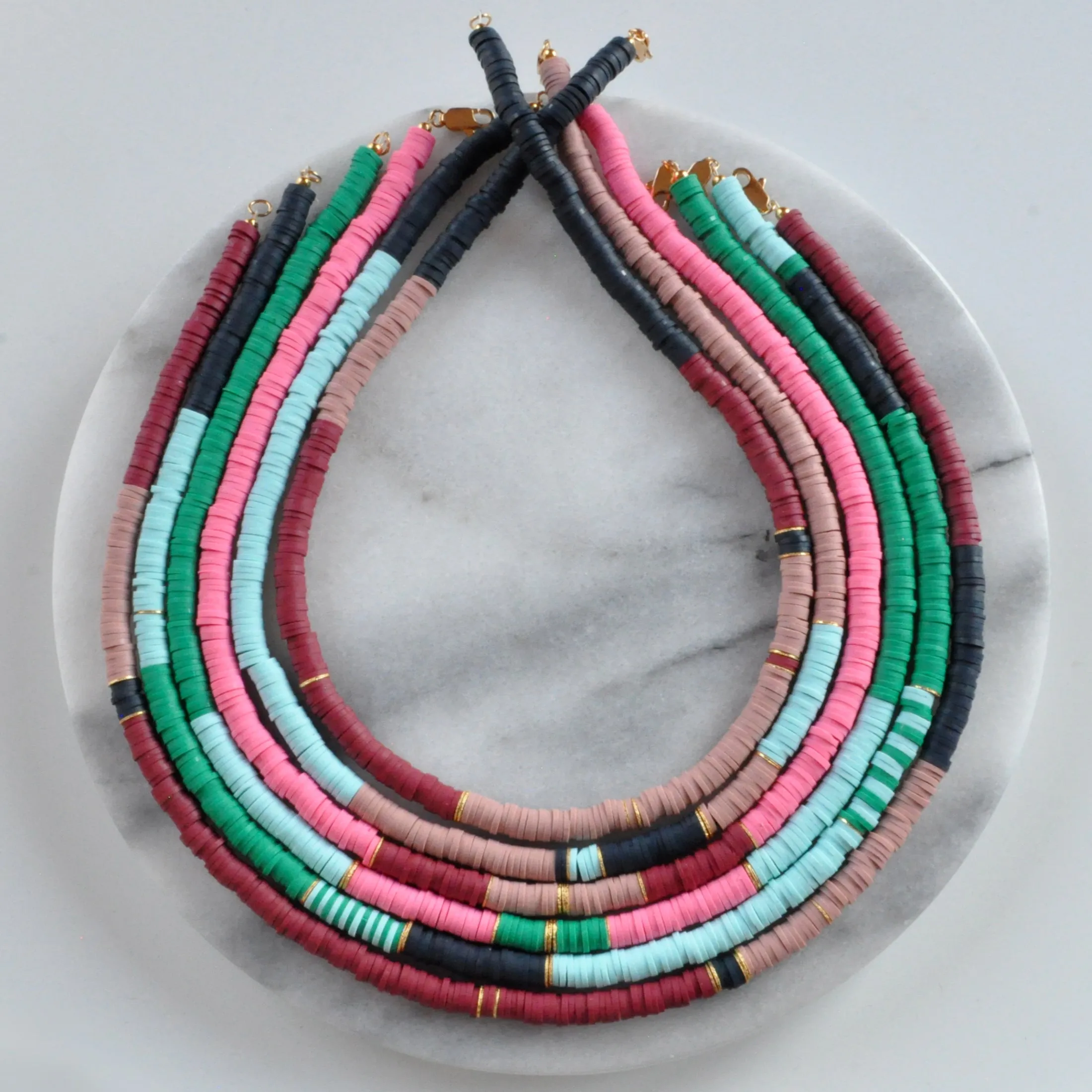 Heishi Bead Necklace - AQUA/ KELLY/ MIDNIGHT