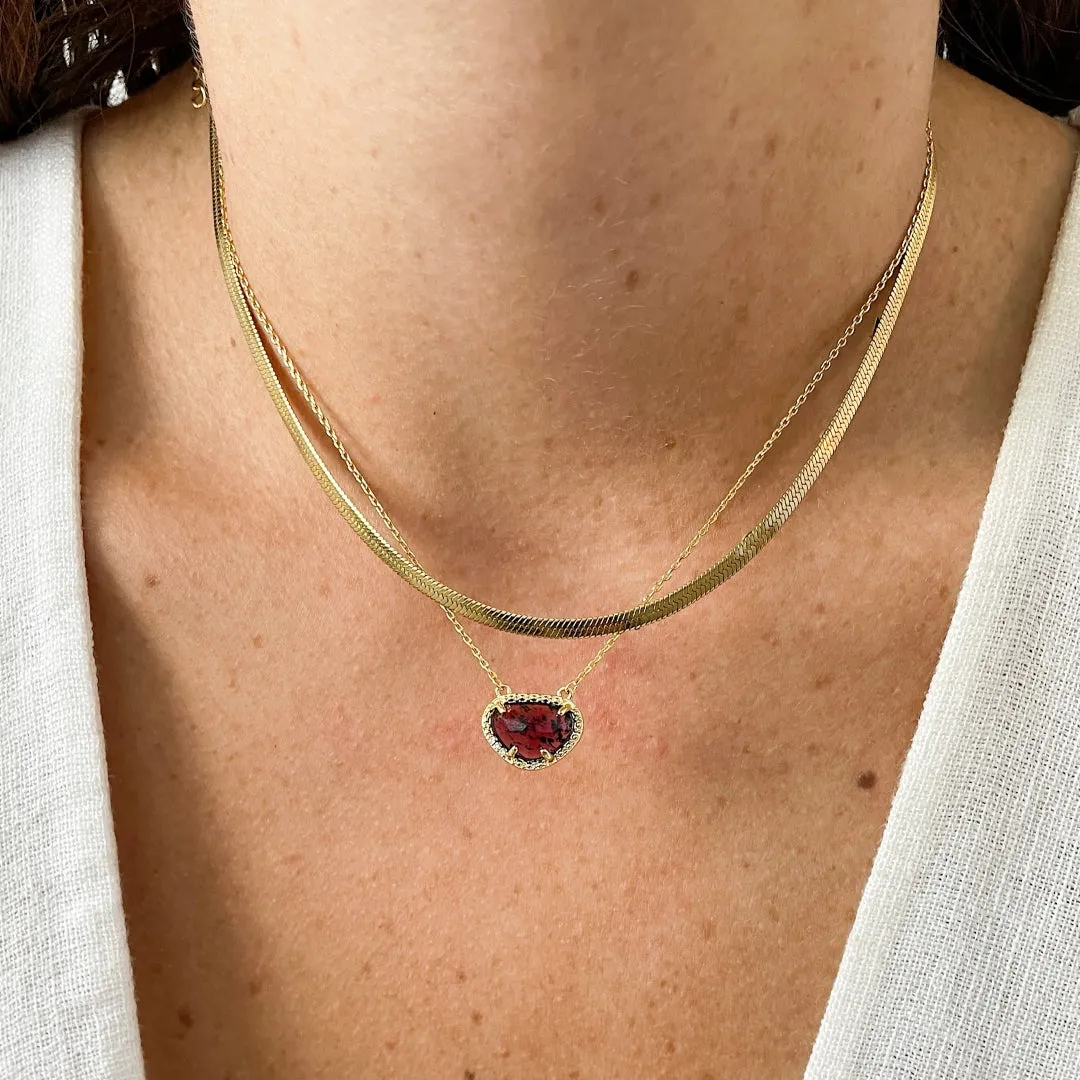 January Birthstone Necklace garnet silver gold