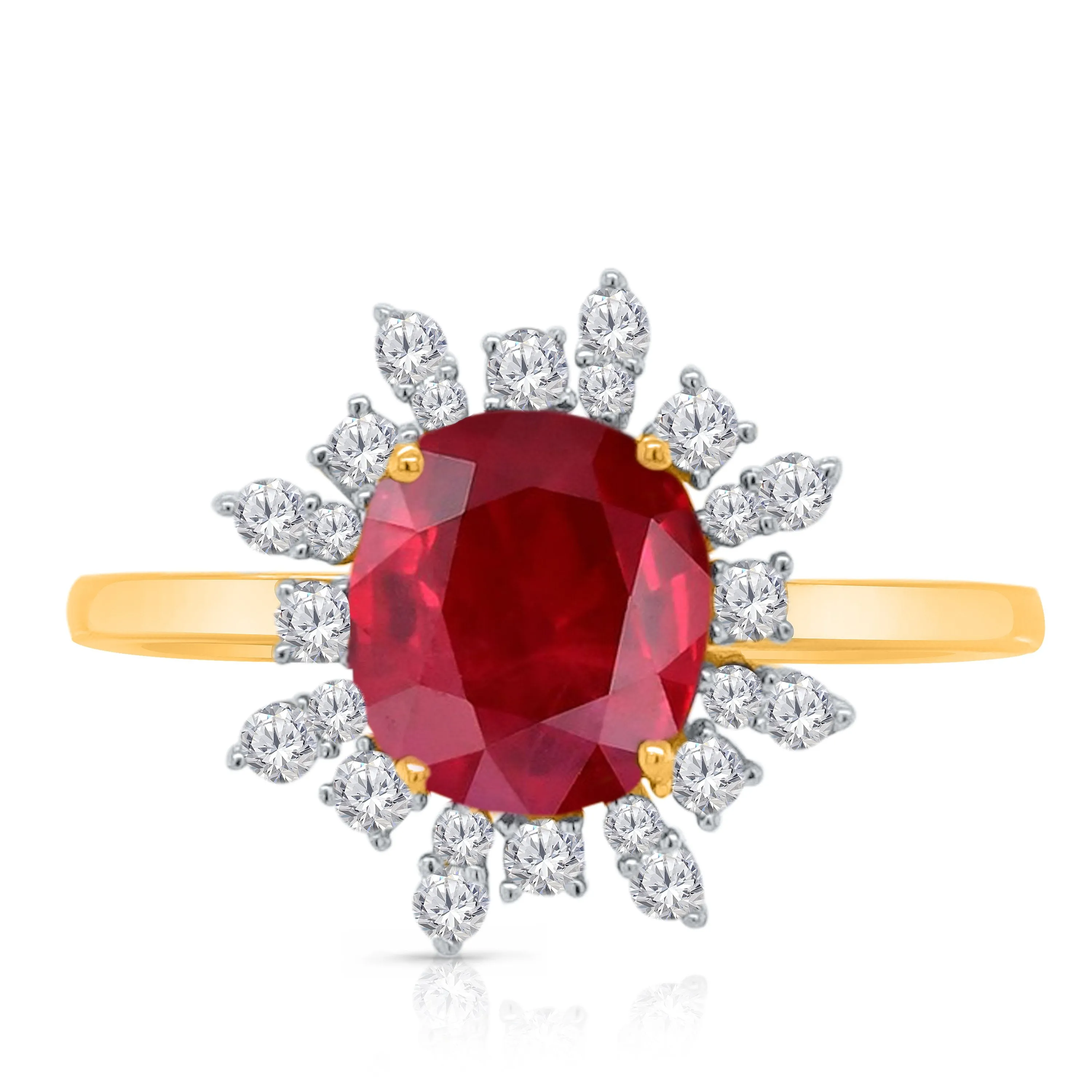 Kallati Heirloom Ruby & Diamond Ring in 14K Yellow Gold