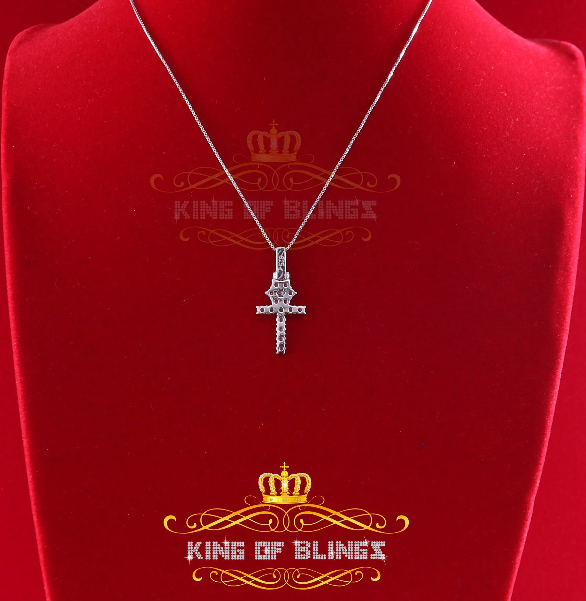 King Of Bling Sterling Silver Pendant White Mens ANKH with 1.98ct Cubic Zirconia