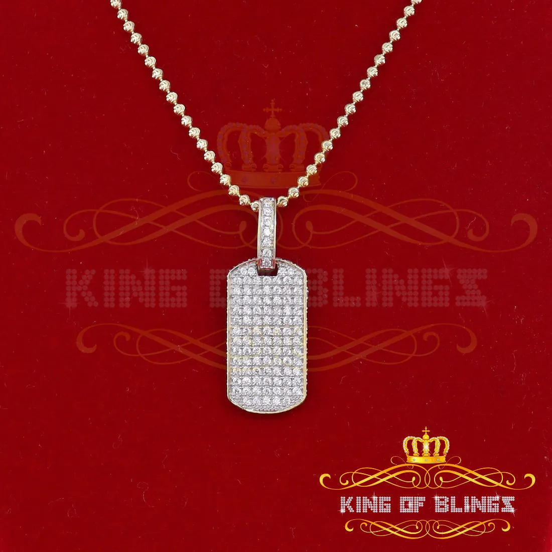 King Of Bling's King of Bling Yellow Sterling Silver Dog Tag Pendant with 2.80ct Cubic Zirconia