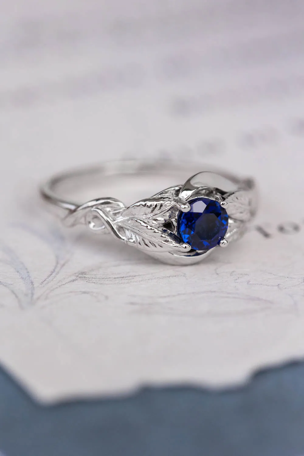 Lab created sapphire engagement ring / Azalea