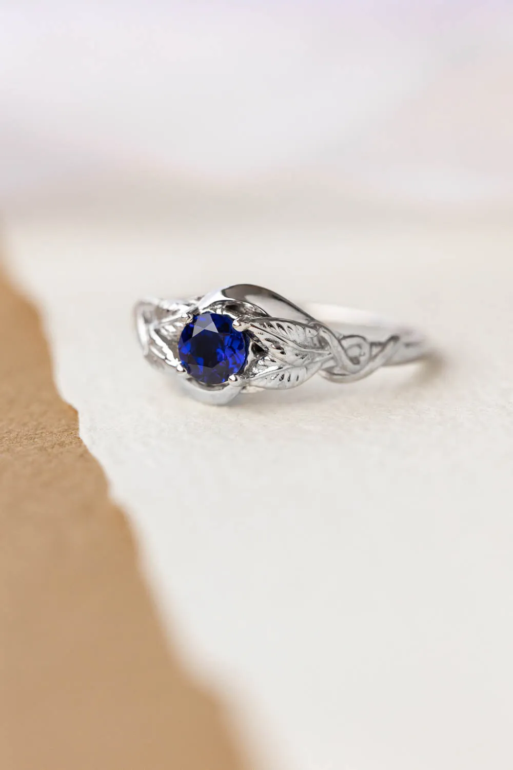 Lab created sapphire engagement ring / Azalea