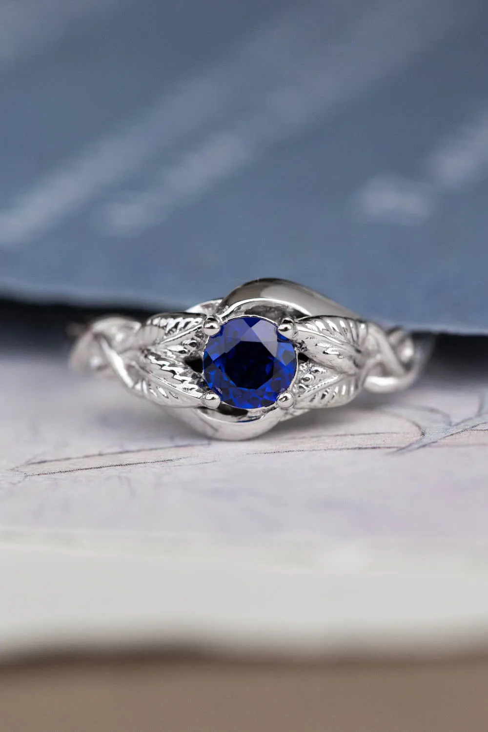 Lab created sapphire engagement ring / Azalea