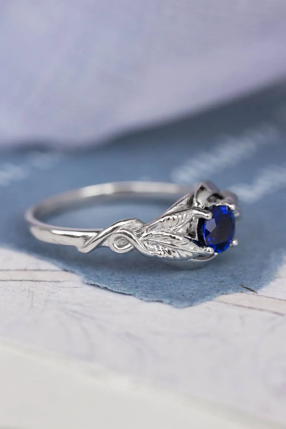 Lab created sapphire engagement ring / Azalea