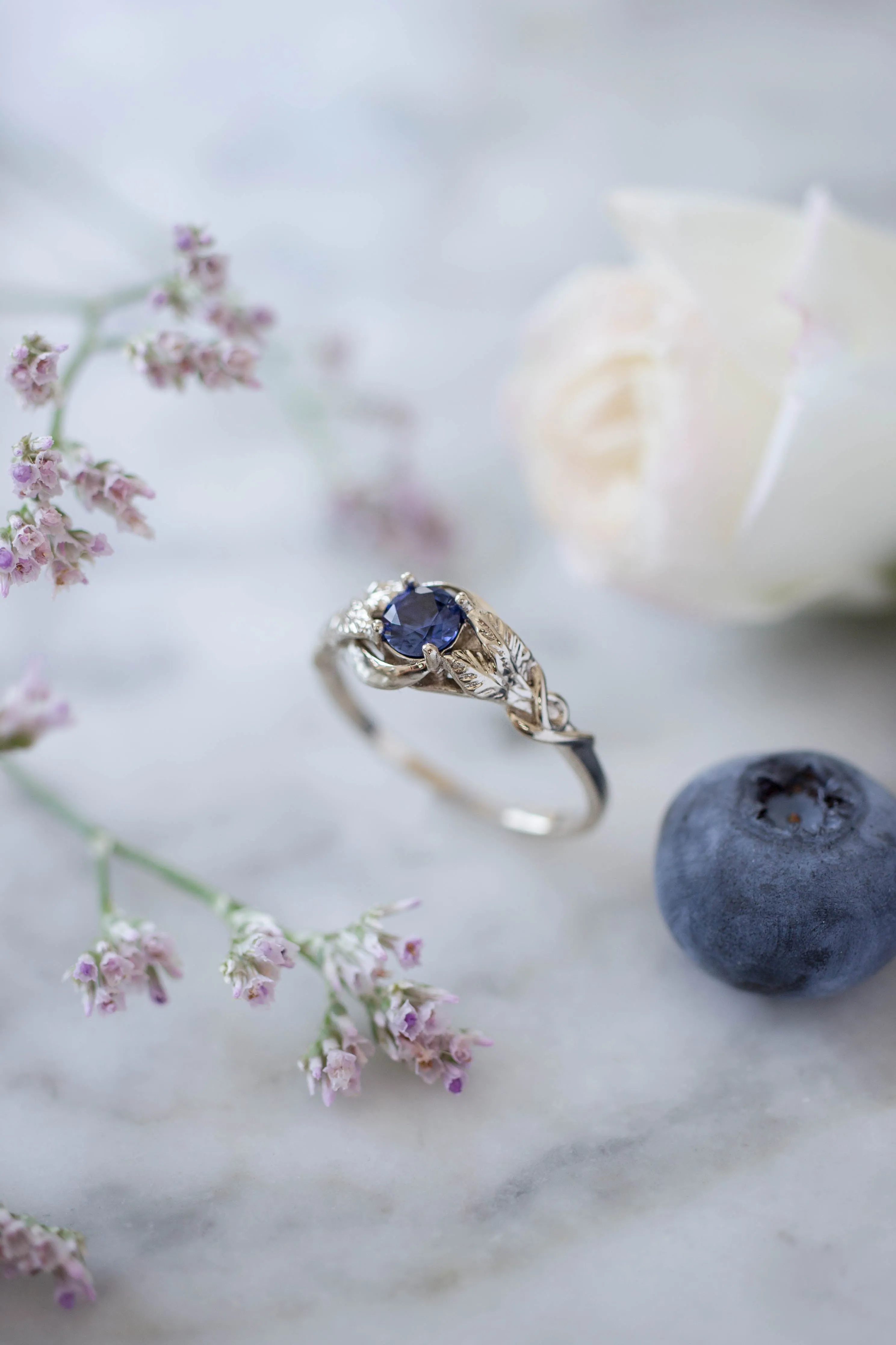 Lab created sapphire engagement ring / Azalea