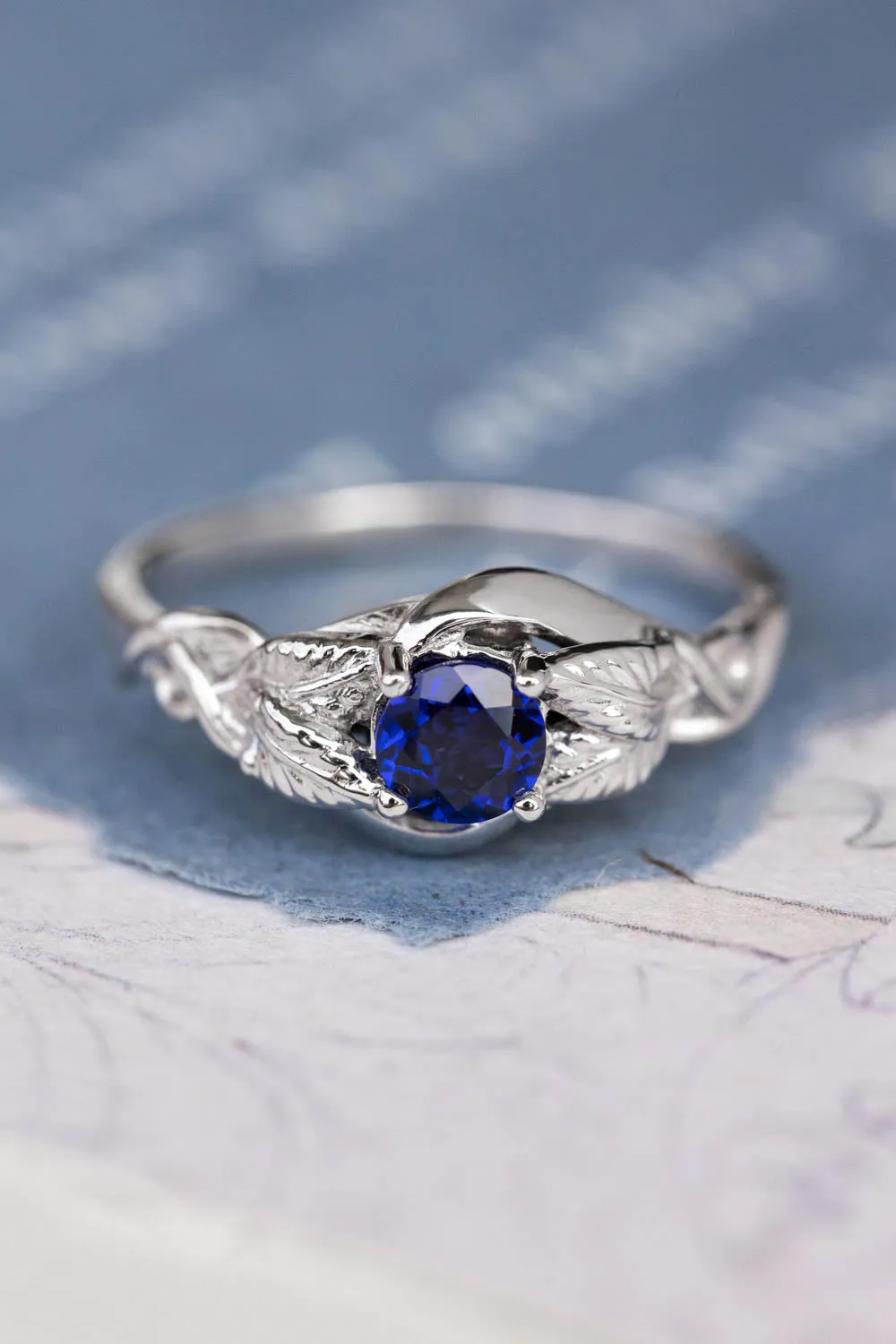 Lab created sapphire engagement ring / Azalea