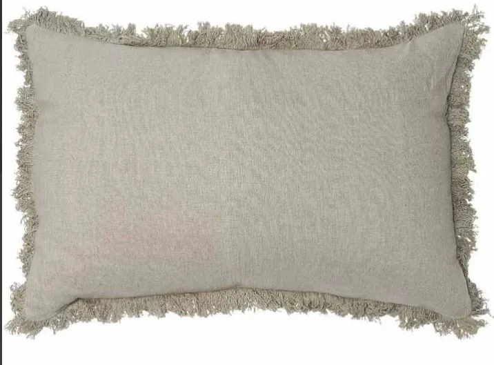 Luca | Boho Linen Feather Cushion Natural