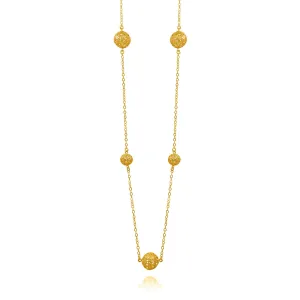 LUCRECIA GOLD LONG NECKLACE FIVE SPHERES FILIGREE