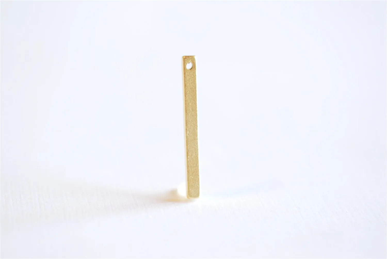 Matte Vermeil Gold Rectangle Bar Drop- 18k gold plated over Sterling Silver Bar, Gold Bar Column, Gold Bar Dangle Charm, Stamping, 238