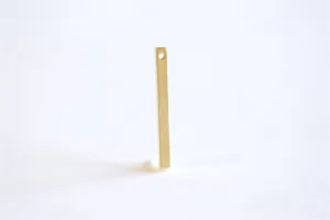 Matte Vermeil Gold Rectangle Bar Drop- 18k gold plated over Sterling Silver Bar, Gold Bar Column, Gold Bar Dangle Charm, Stamping, 238