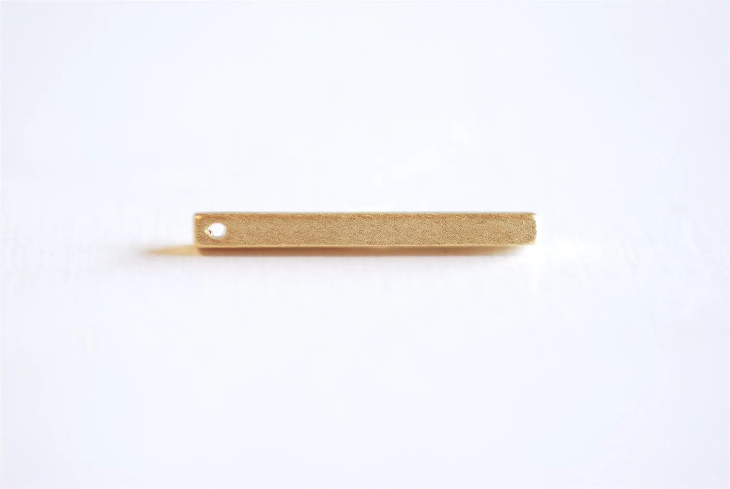 Matte Vermeil Gold Rectangle Bar Drop- 18k gold plated over Sterling Silver Bar, Gold Bar Column, Gold Bar Dangle Charm, Stamping, 238