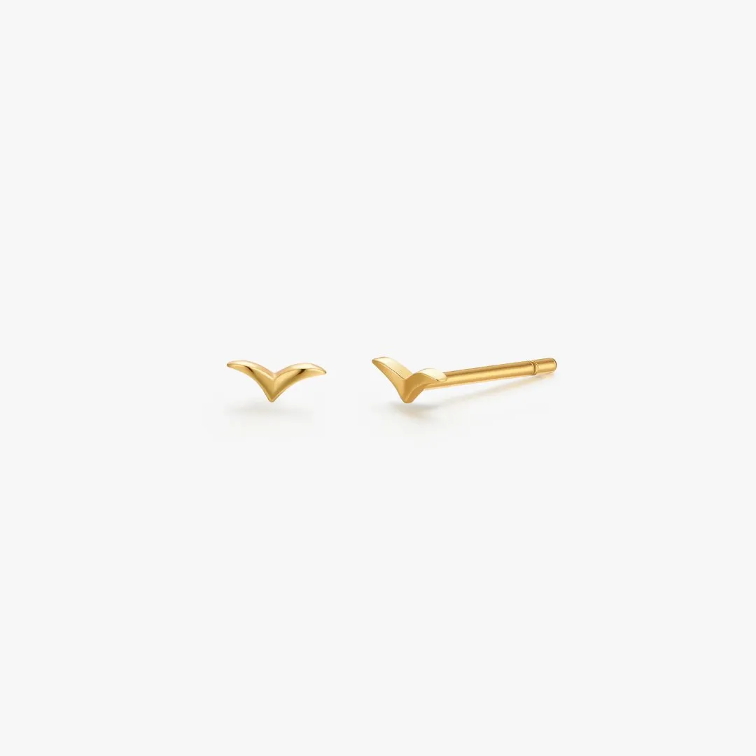 Micro Seagull Studs in Gold