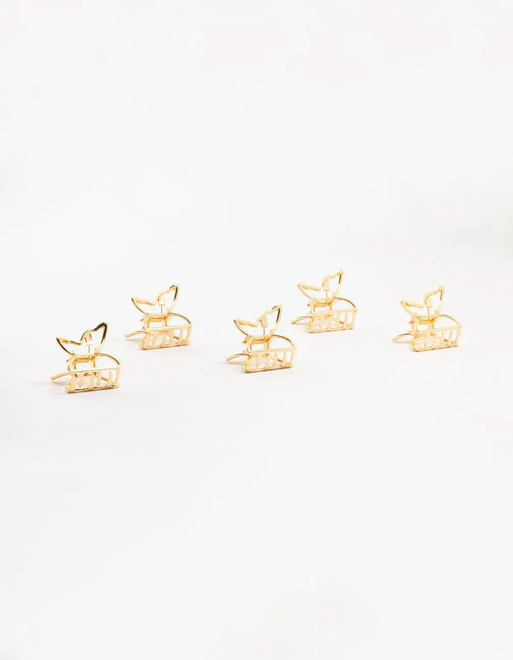 Mini Open Gold Butterfly Hair Clips 5-Pack