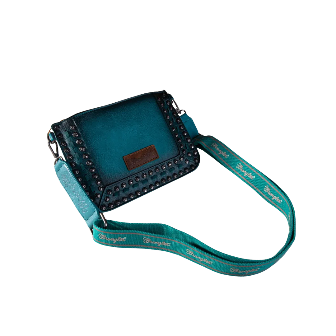 Montana West Women's Wrangler Rivets Studded Wristlet Turquoise Crossbody