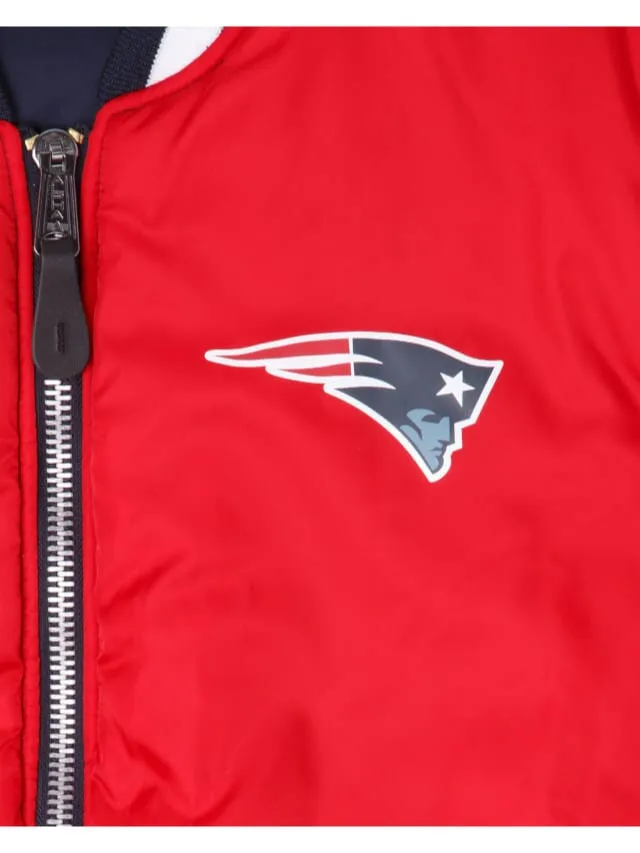 NEW ENGLAND PATRIOTS X ALPHA X NEW ERA MA-1 BOMBER JACKET (BLUE-RED)