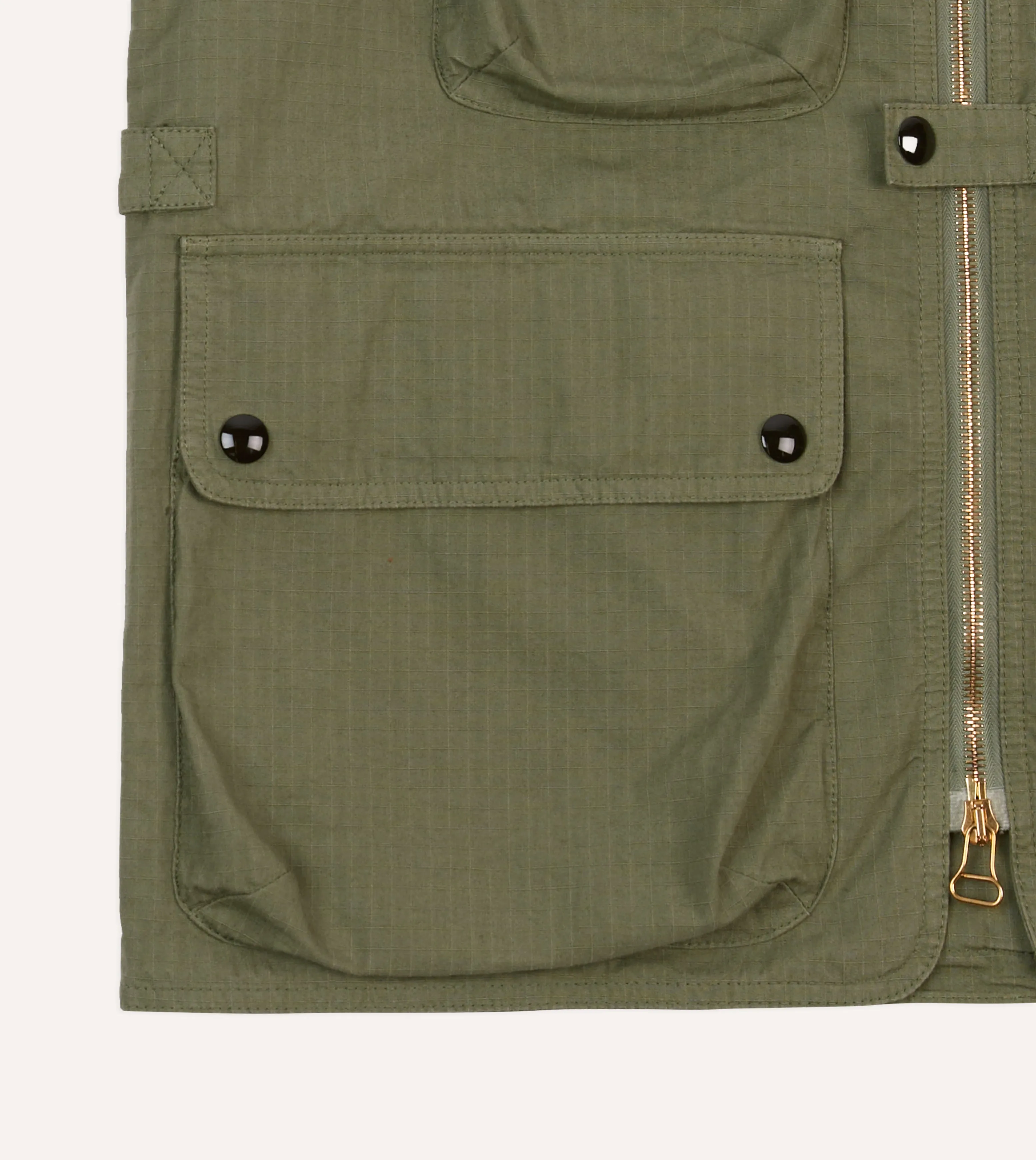 Olive Ripstop Cotton Fishing Vest