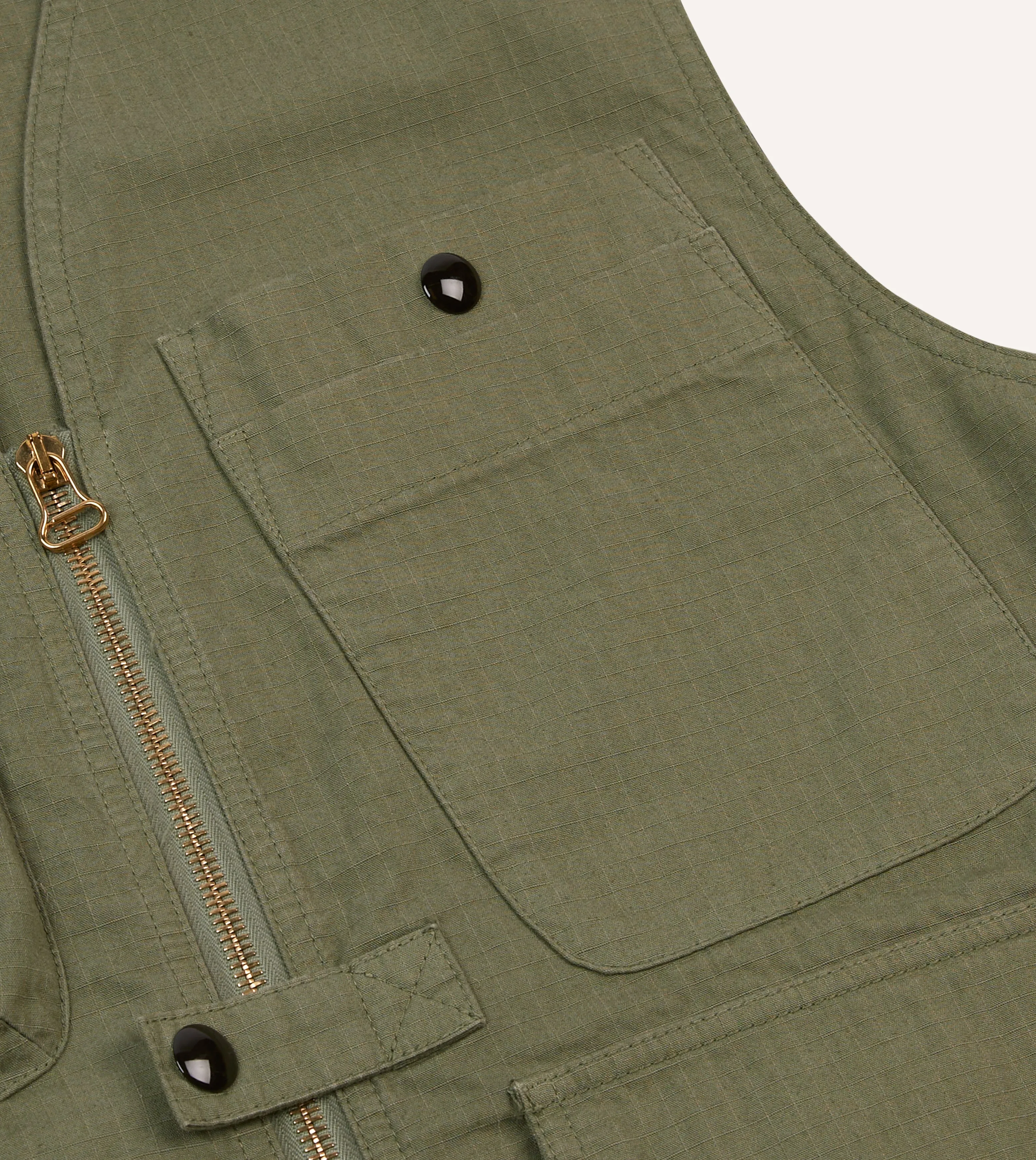 Olive Ripstop Cotton Fishing Vest