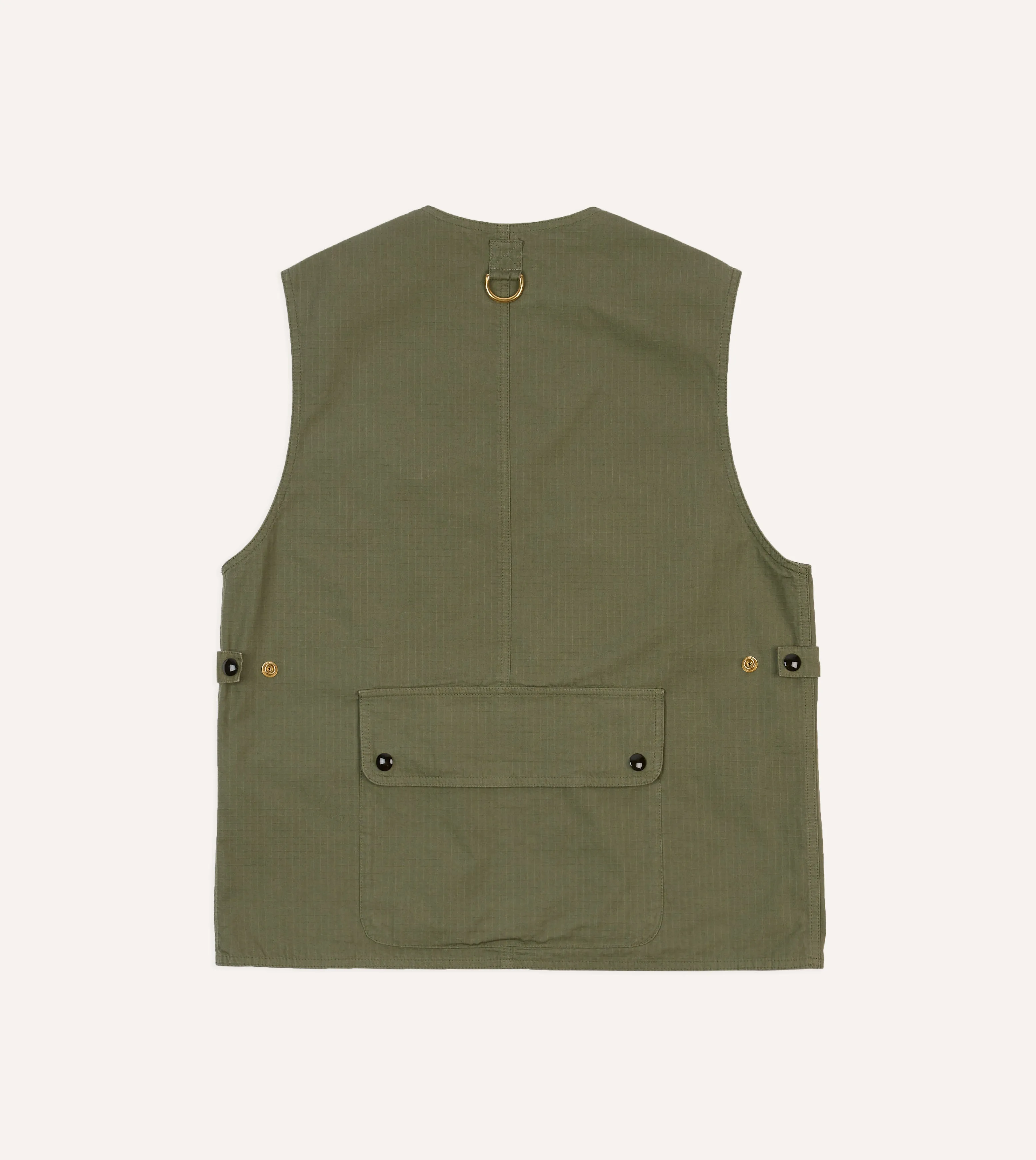 Olive Ripstop Cotton Fishing Vest