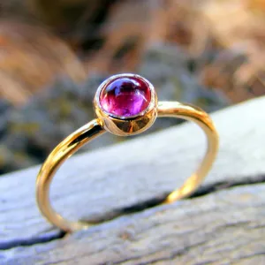 Pink Tourmaline 14K Gold Stacking Ring October Birthstone