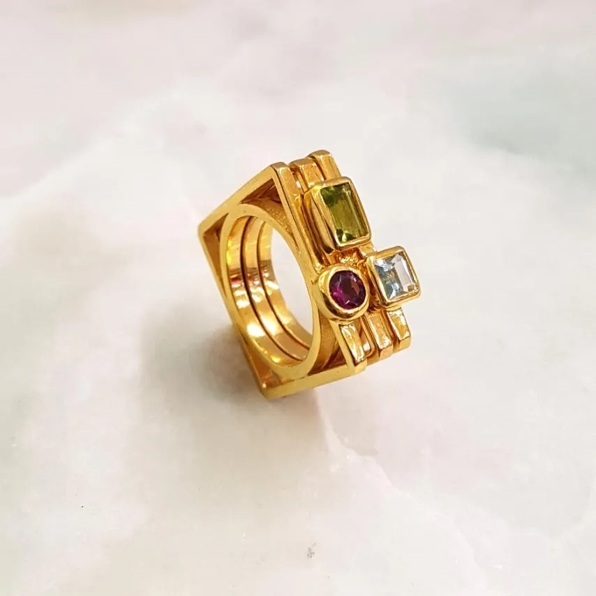 Rhodolite Garnet Minette Cube Ring