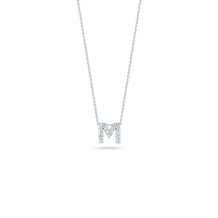 Roberto Coin Tiny Treasures Diamond Love Letter “M” Necklace