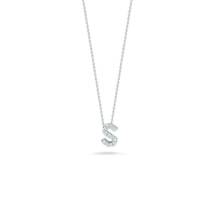 Roberto Coin Tiny Treasures Diamond Love Letter “S” Necklace