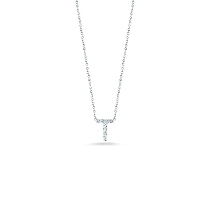 Roberto Coin Tiny Treasures Diamond Love Letter “T” Necklace