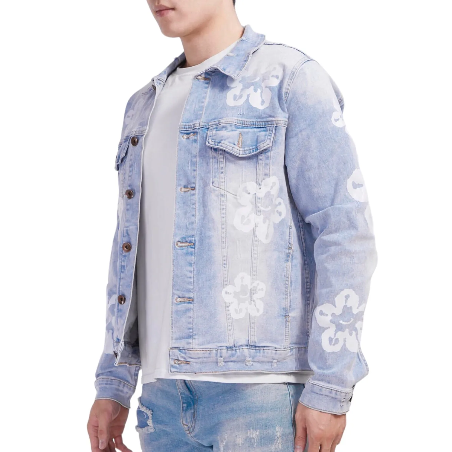 ROKU STUDIO: Tear Drip Denim Jacket RK6481236