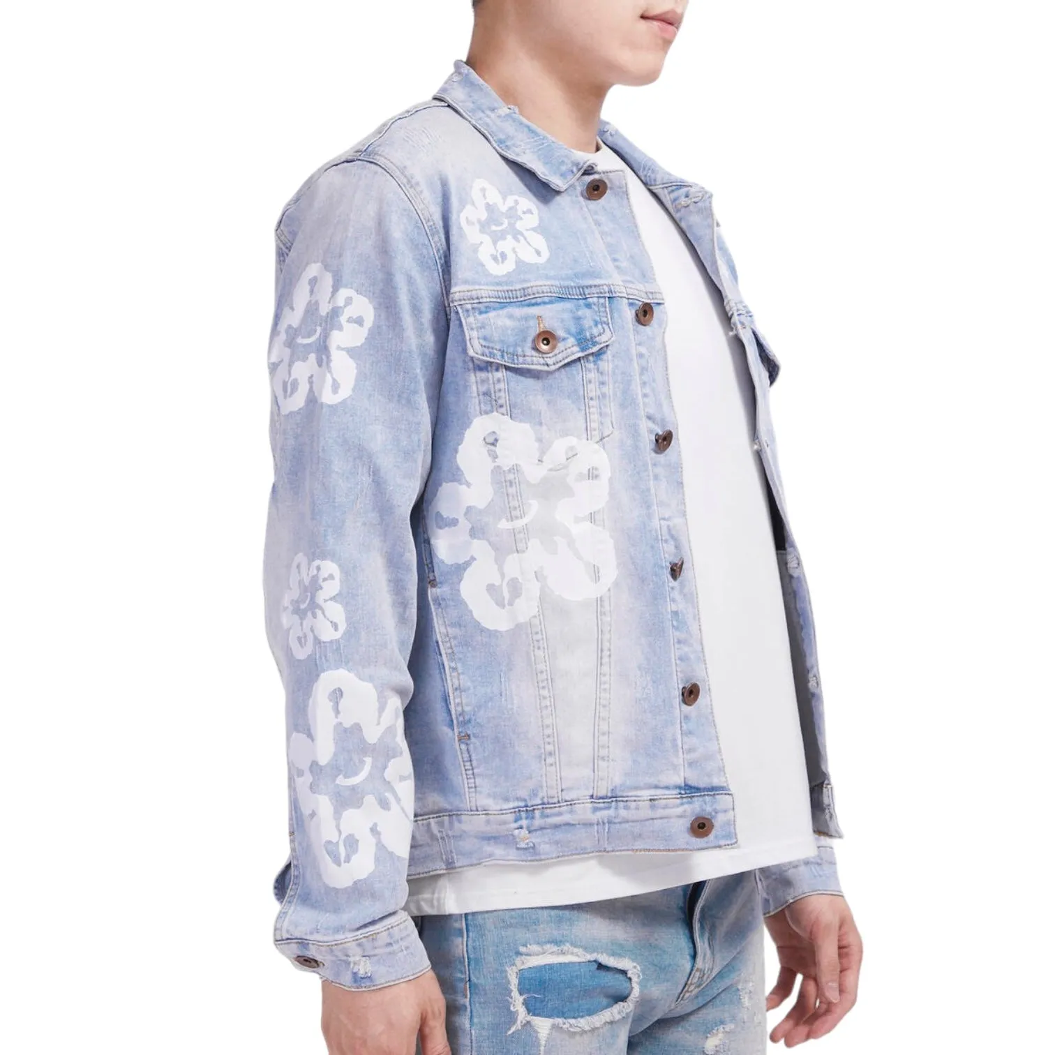 ROKU STUDIO: Tear Drip Denim Jacket RK6481236