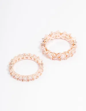 Rose Gold Flower Band Stacking Ring Set