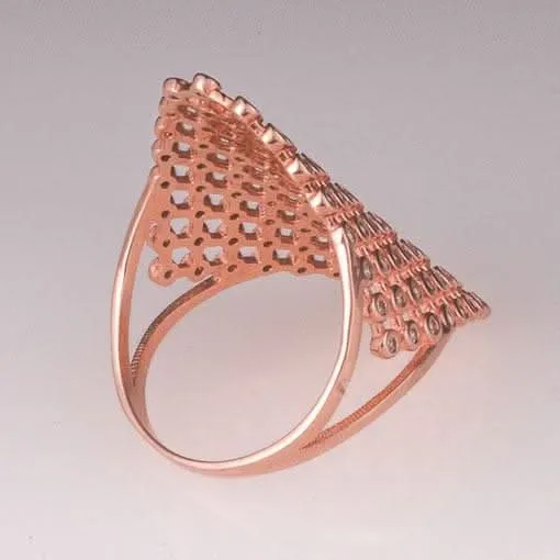 Rose Gold Plated Silver Ring With Clear Cubic Zirconia Triangle