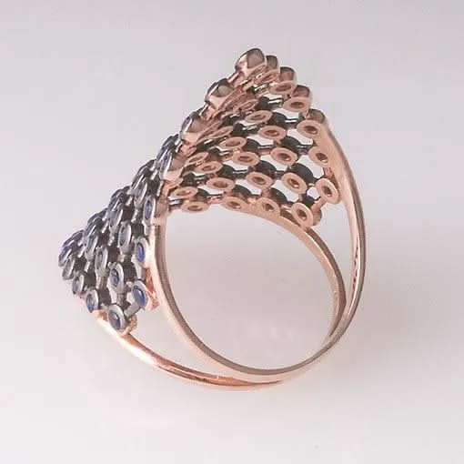 Rose Gold Plated Silver Ring With Clear Cubic Zirconia Triangle