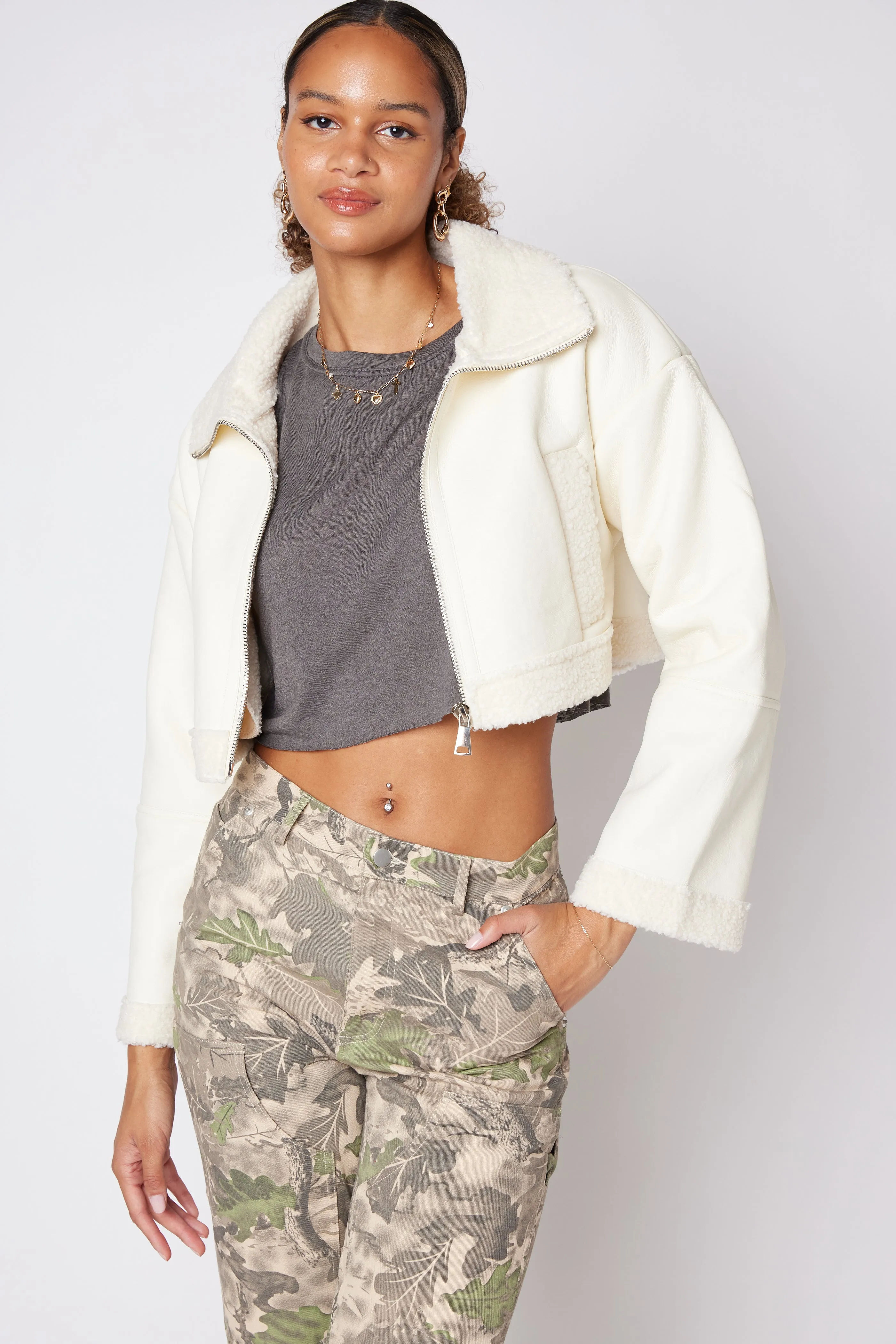 SALE - Jude Sherpa Cropped Jacket