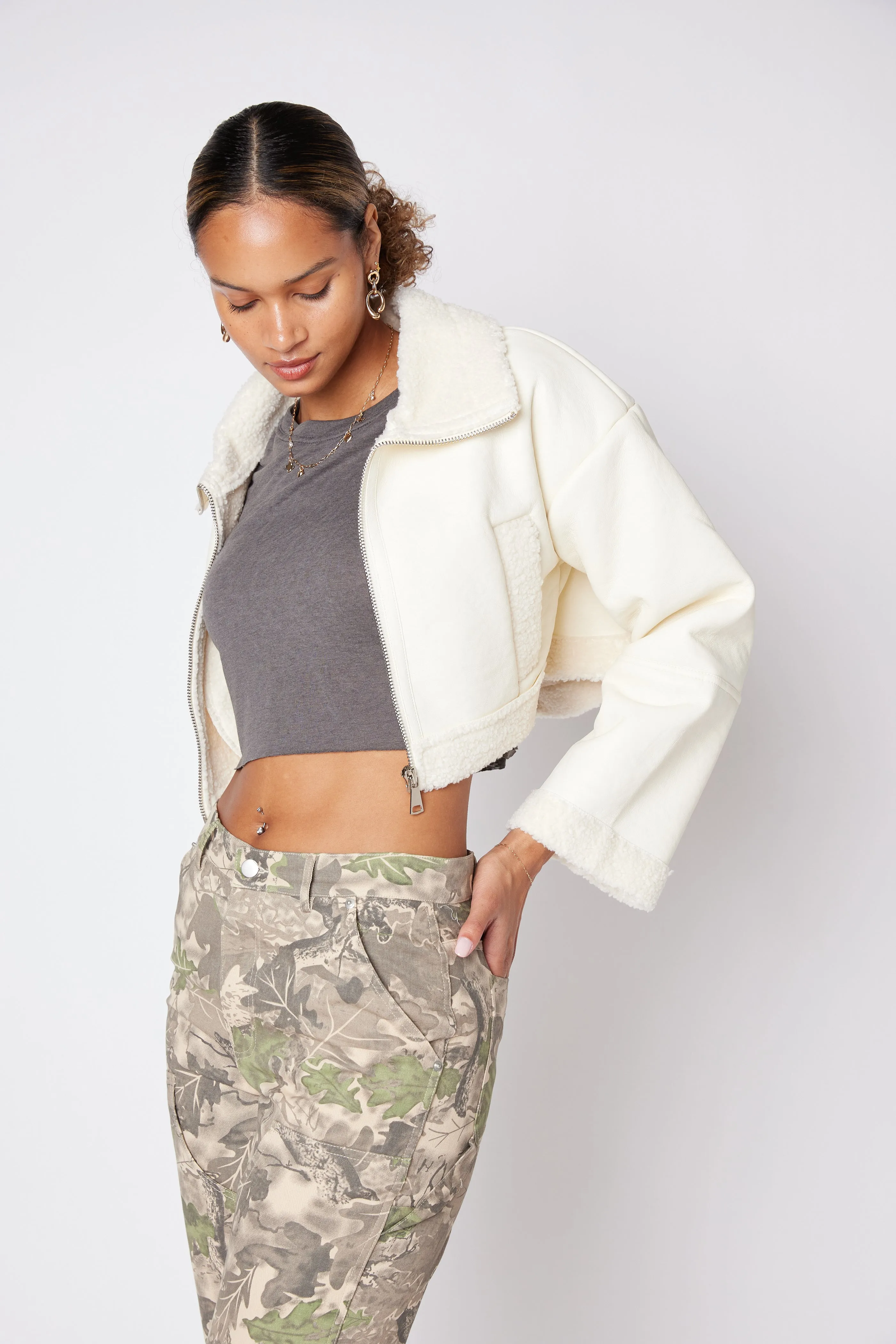 SALE - Jude Sherpa Cropped Jacket