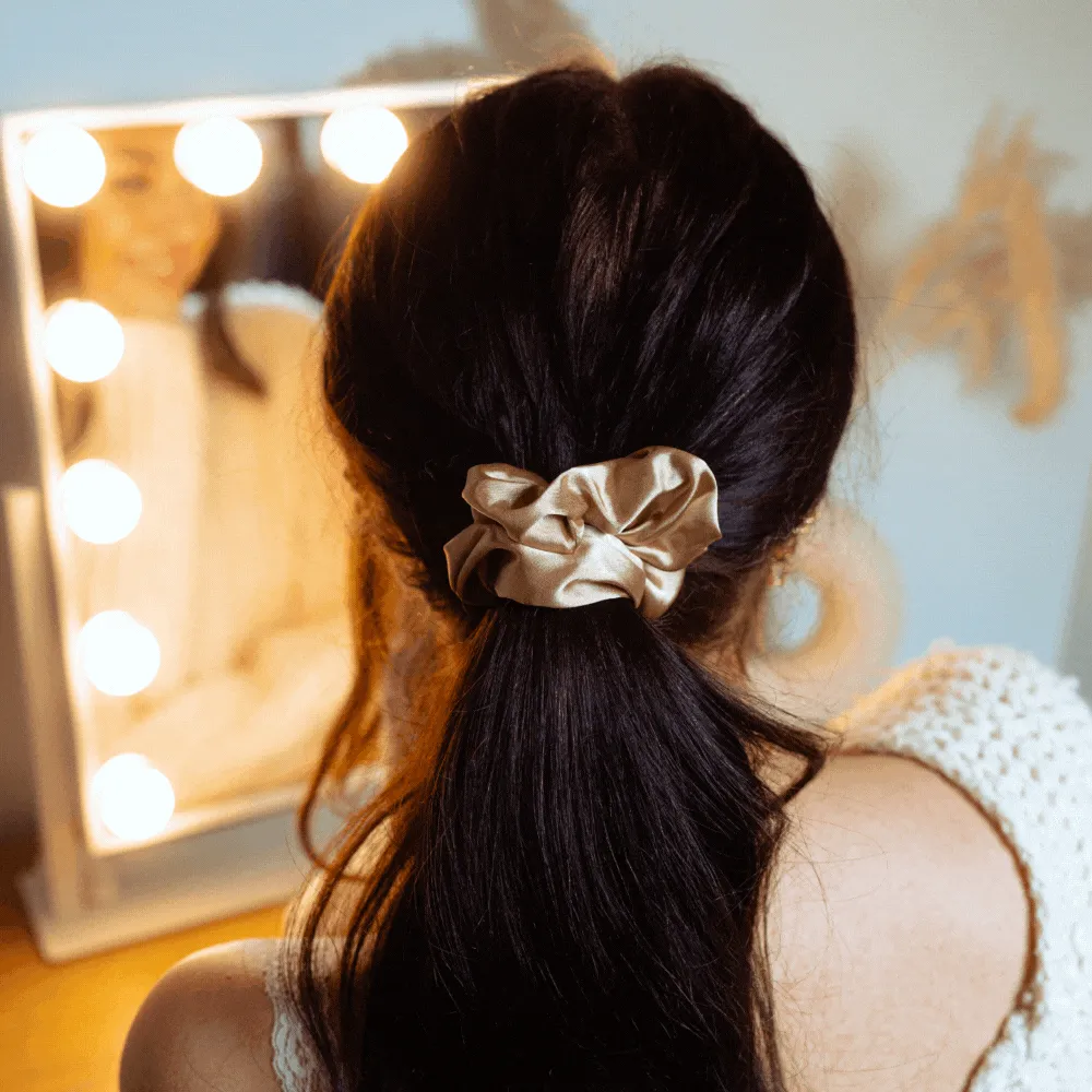 Satin Bow Scrunchie - Caramel Nude