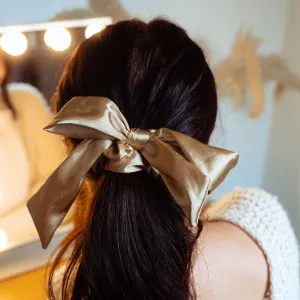 Satin Bow Scrunchie - Caramel Nude