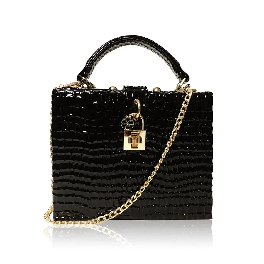 Snakeskin Print PU Leather Box Bag