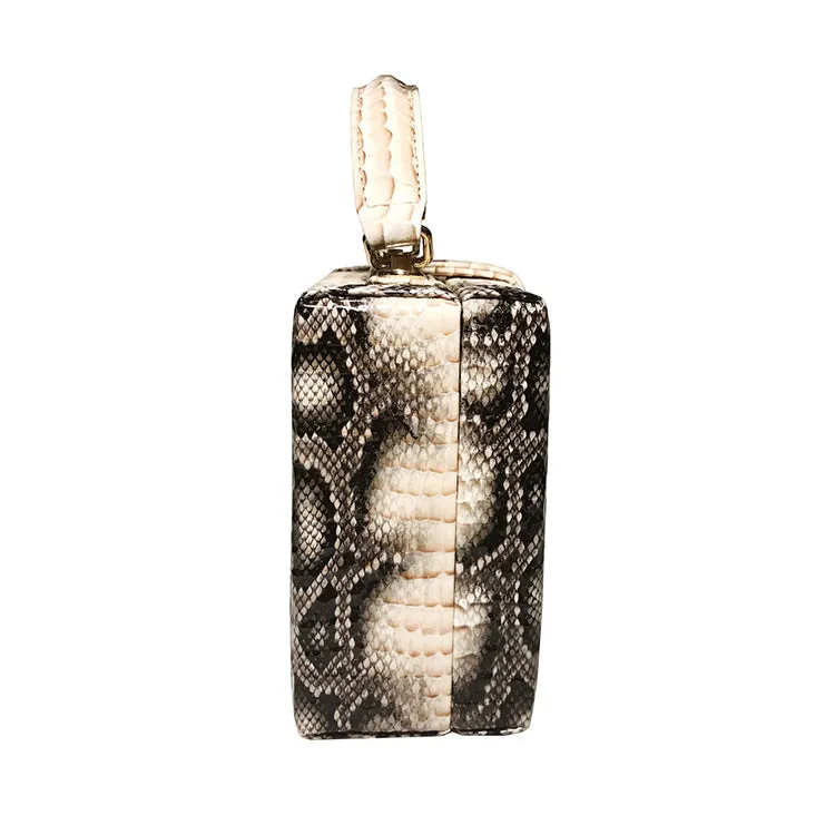 Snakeskin Print PU Leather Box Bag