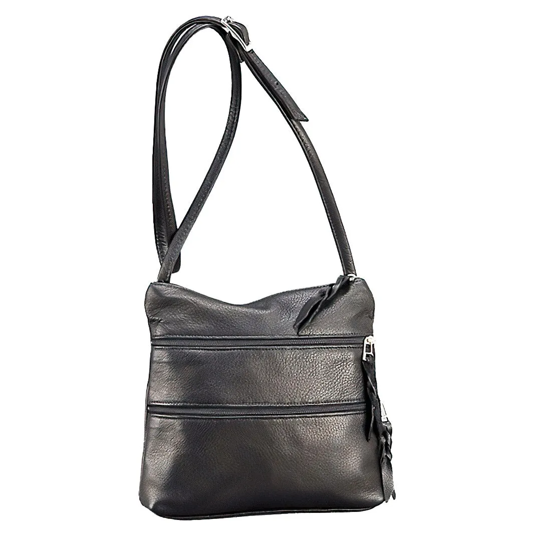 Sven multi-zip leather crossbody bag