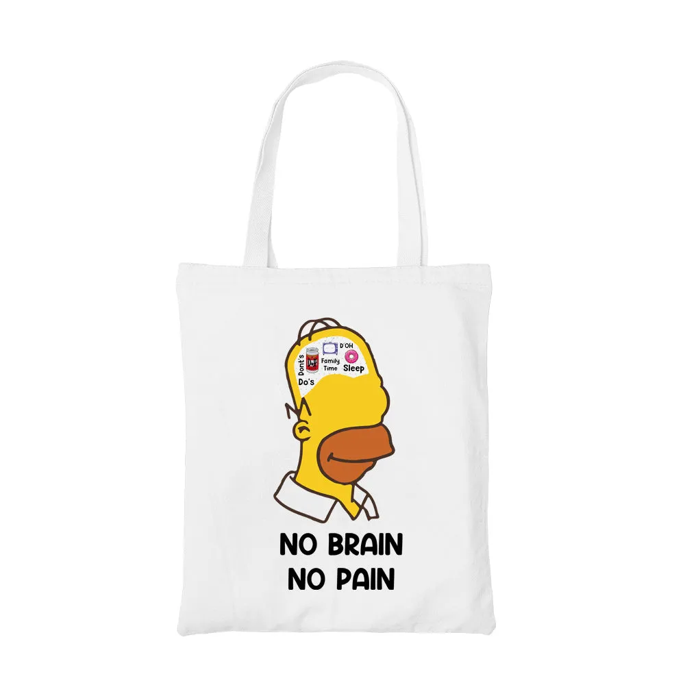 The Simpsons Tote Bag - No Brain No Pain