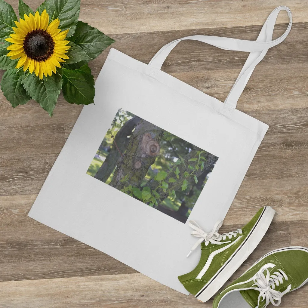 Tree Stump and Green Leaves Tote Bag