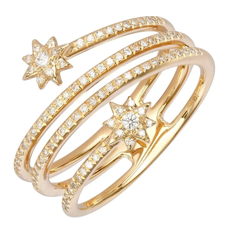 Two Star Diamond Wrap Ring