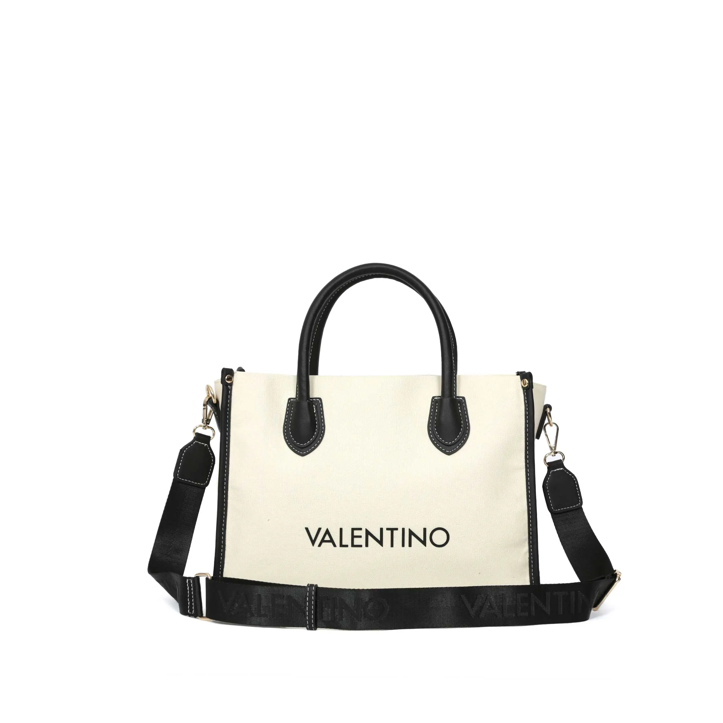 Valentino Bags Leith RE Ladies Mini Tote Bag in Natural & Black