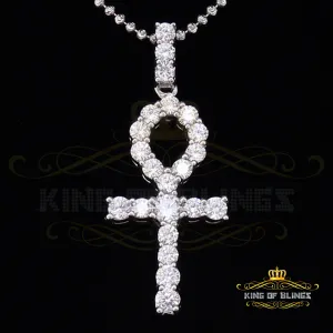 White Beautiful Sterling Silver ANKH Necklace Pendant 7.60ct Cubic Zirconia